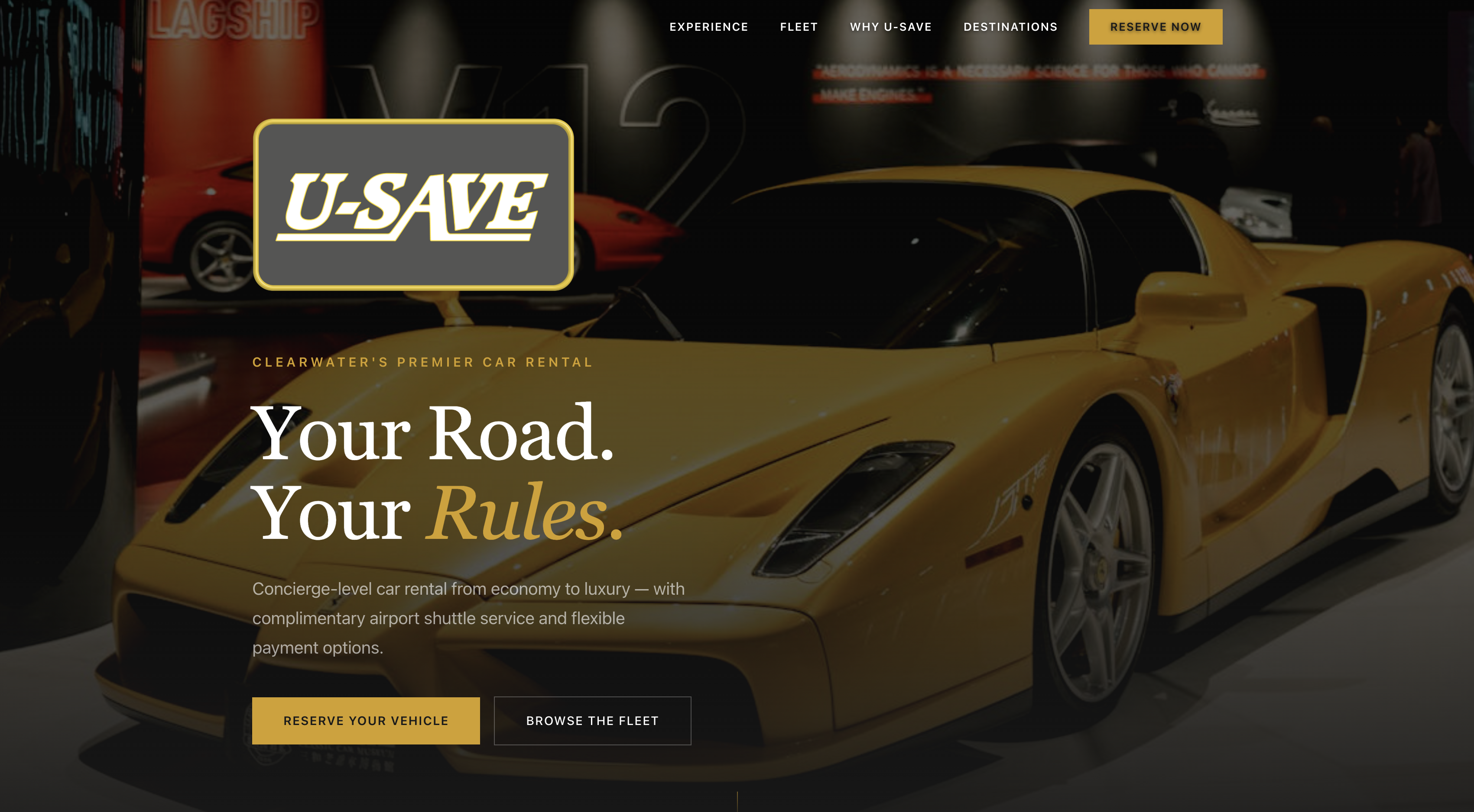 U-Save Clearwater car rental website screenshot